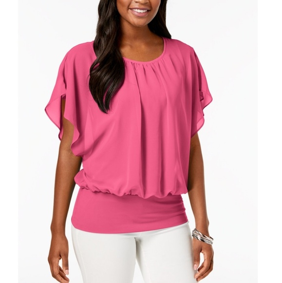 JM Collection Tops - JM COLLECTION Petite Flutter Sleeve Top